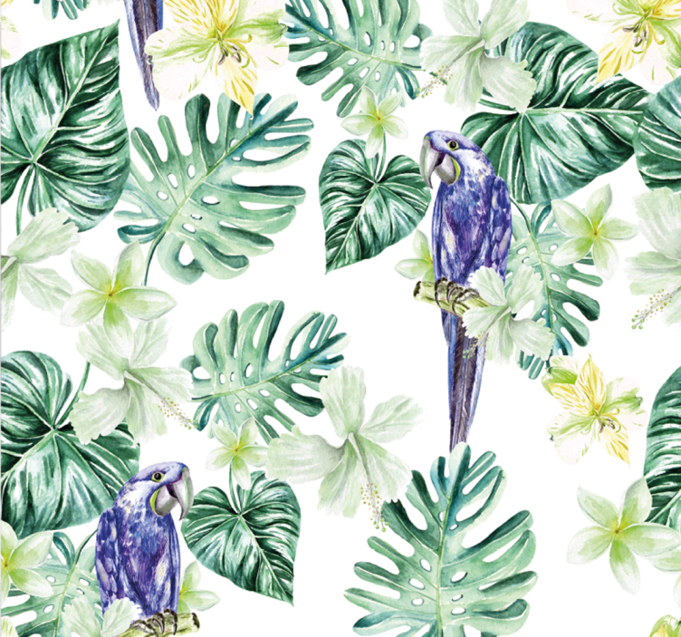 Papier peint perroquet flore tropicale de perroquet - TenStickers