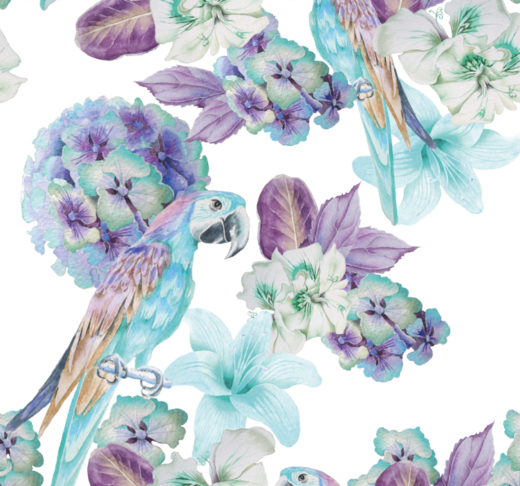 Papier peint perroquet conception de perroquet floral - TenStickers