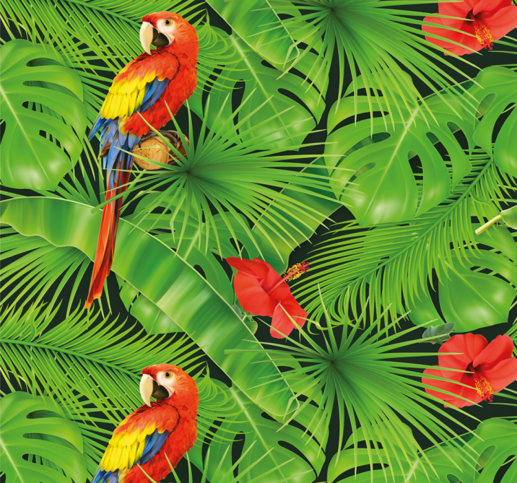 Papier peint perroquet scène de perroquet tropical - TenStickers