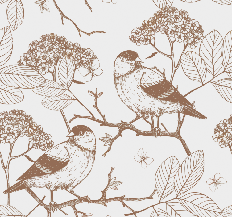 Papier peint oiseaux décor de branches d'oiseaux - TenStickers