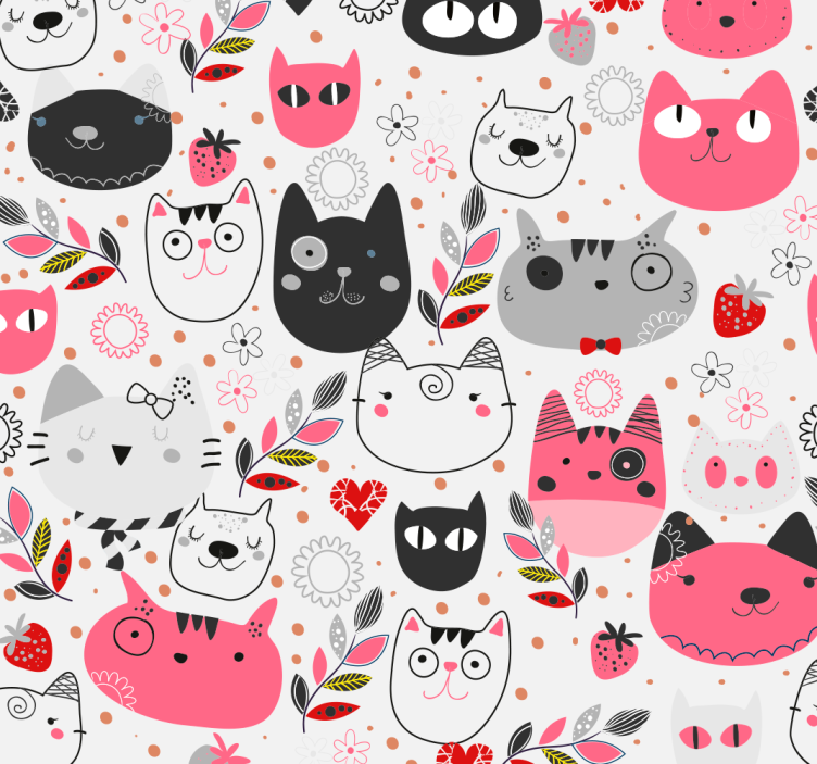Papier peint chat motifs de chats ludiques - TenStickers