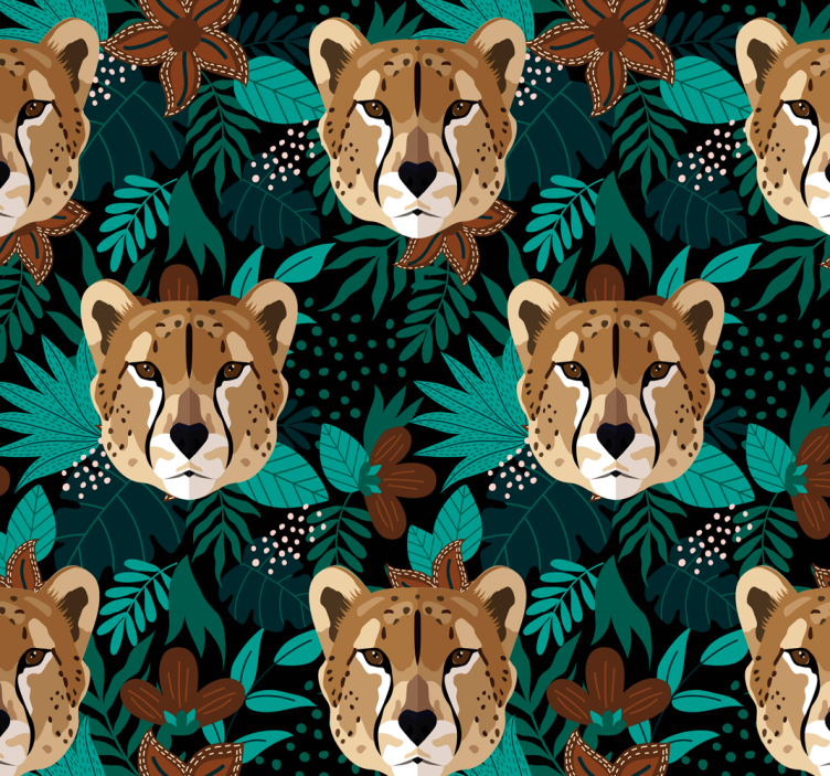 Papier peint animaux motif de guépard de la jungle - TenStickers