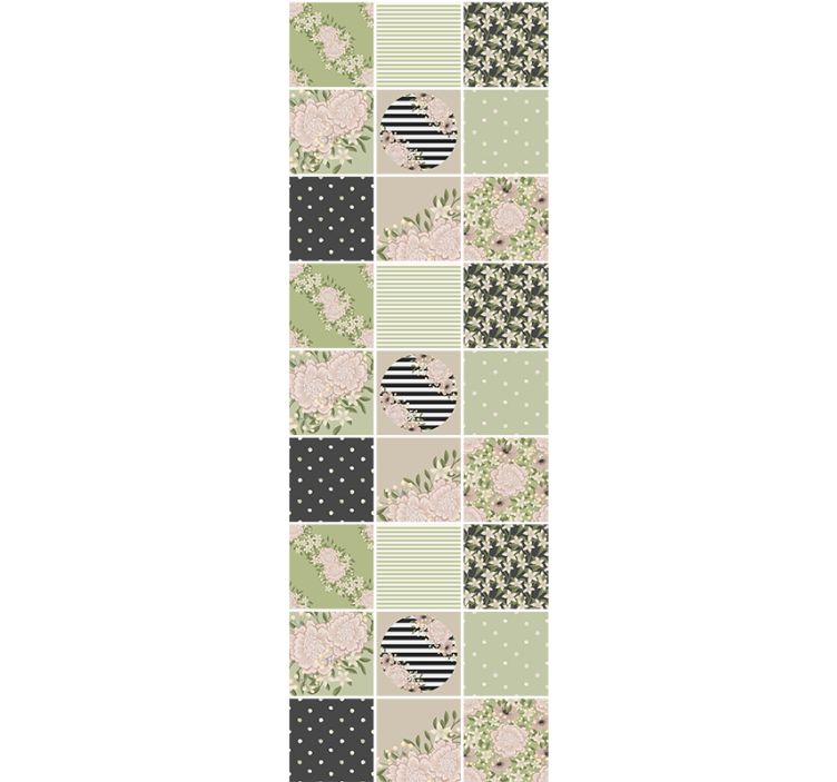 Papier peint fleurs motif patchwork floral - TenStickers