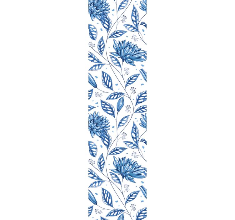 Papier peint floral motif floral bleu - TenStickers
