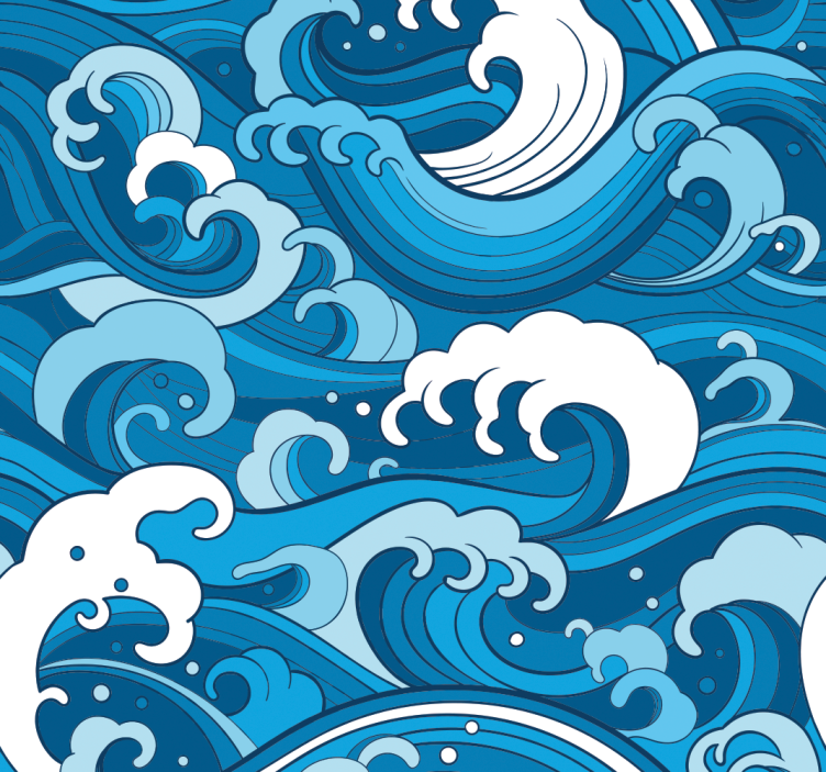 Papier peint paysage Vagues de style japonais - TenStickers