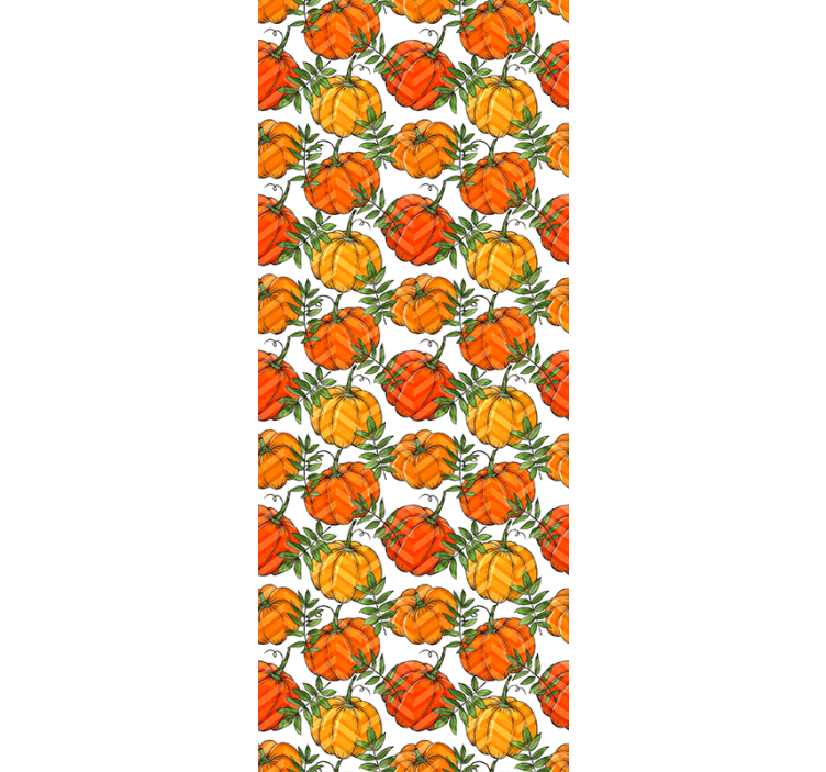 Papier peint nature Dessin animé de citrouilles jaune et orange - TenStickers