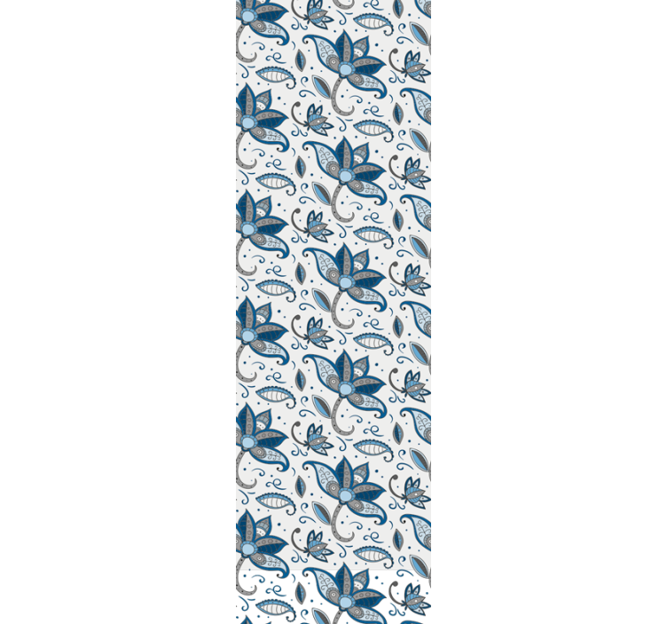 Papier peint feuilles gribouillages de fleurs bleues - TenStickers