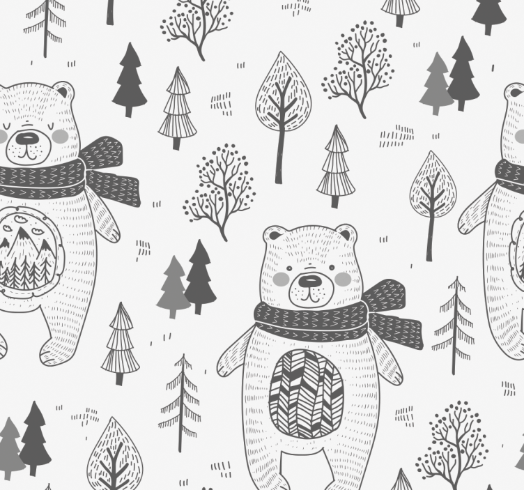 Papier peint animaux motif ours de la forêt - TenStickers