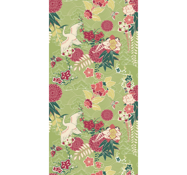 Papier peint floral motif de grue florale - TenStickers