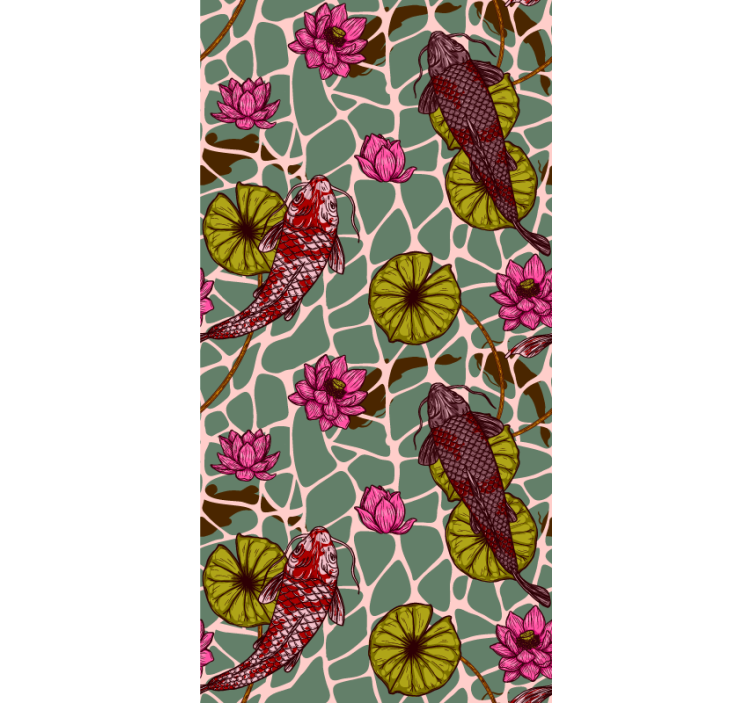 Papier peint poissons motif d'étang de carpes koï - TenStickers