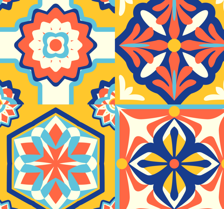 Papier peint carrelage fusion de carreaux géométriques - TenStickers