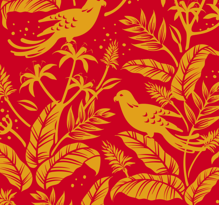 Papier peint feuilles motif d'oiseau botanique - TenStickers
