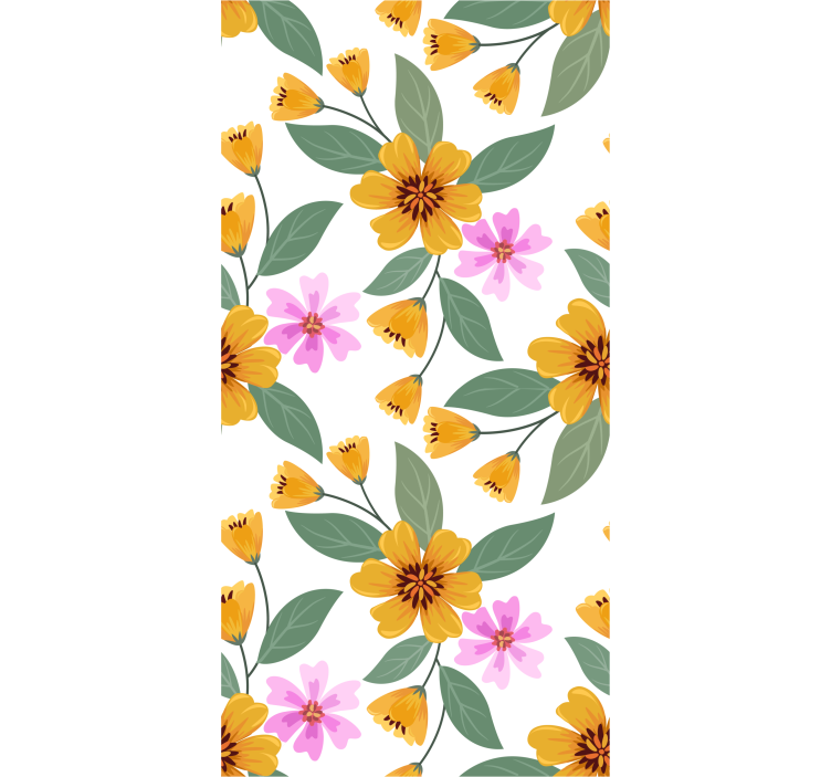 Papier peint fleuri  floral rose et jaune - TenStickers
