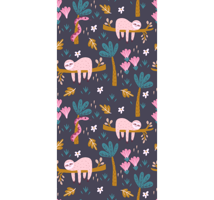 Papier peint enfant Paresseux et feuilles - TenStickers
