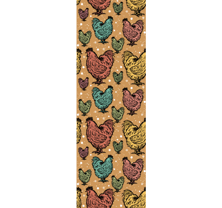 Papier peint animaux motif de coq coloré - TenStickers