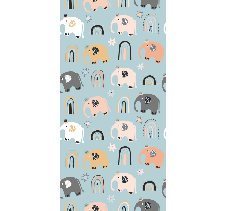 Papier peint chambre enfant motifs arc-en-ciel d'éléphants - TenStickers