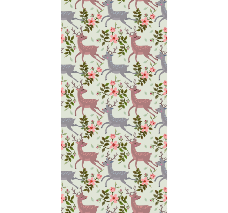 Papier peint animaux motif floral de cerf - TenStickers