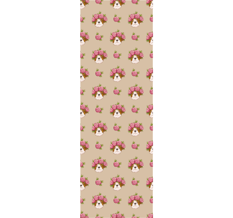 Papier peint chiens motif canin floral - TenStickers