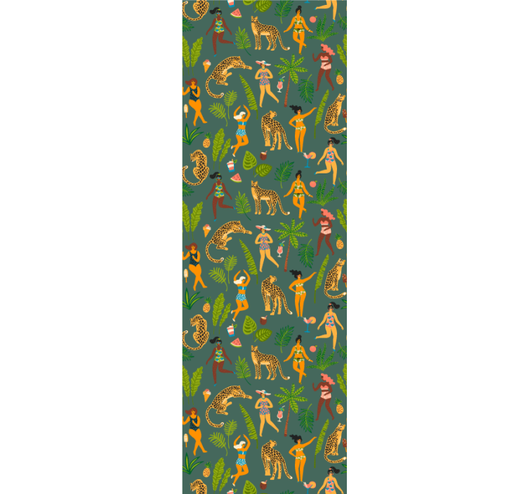 Papier peint animaux motif de danse de la jungle - TenStickers