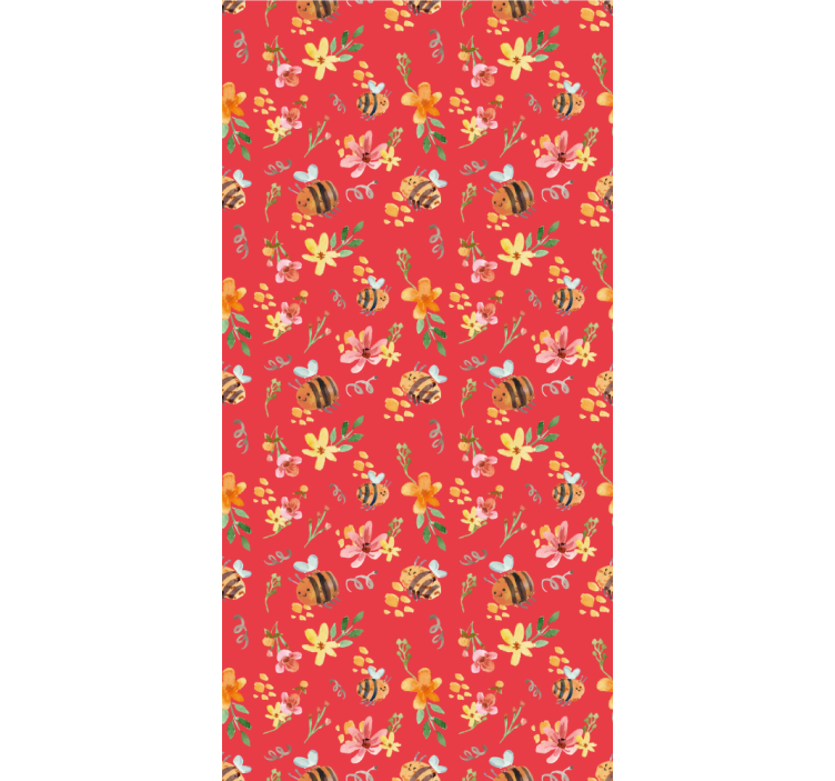 Papier peint floral motif floral d'abeille - TenStickers