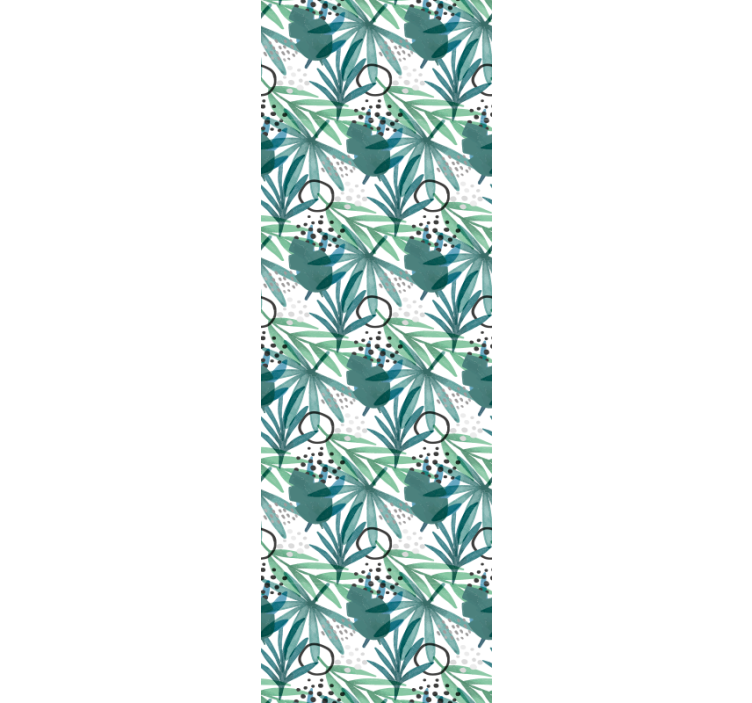 Papier peint feuilles tropical géométrique - TenStickers