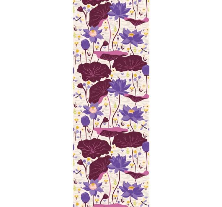 Papier peint floral motif bleu et violet - TenStickers