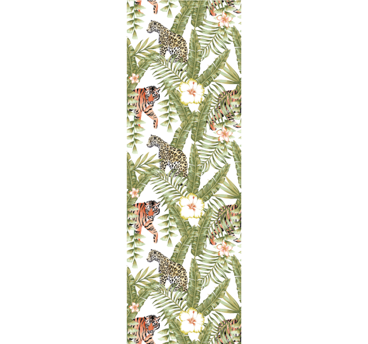 Papier peint chambre Feuilles tropicales léopards - TenStickers