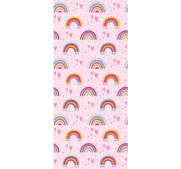 Papier peint chambre enfant motifs de coeur arc-en-ciel - TenStickers