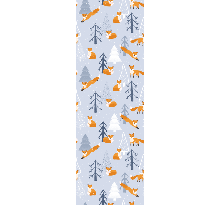 Papier peint motif forêt d'hiver renard mignon - TenStickers