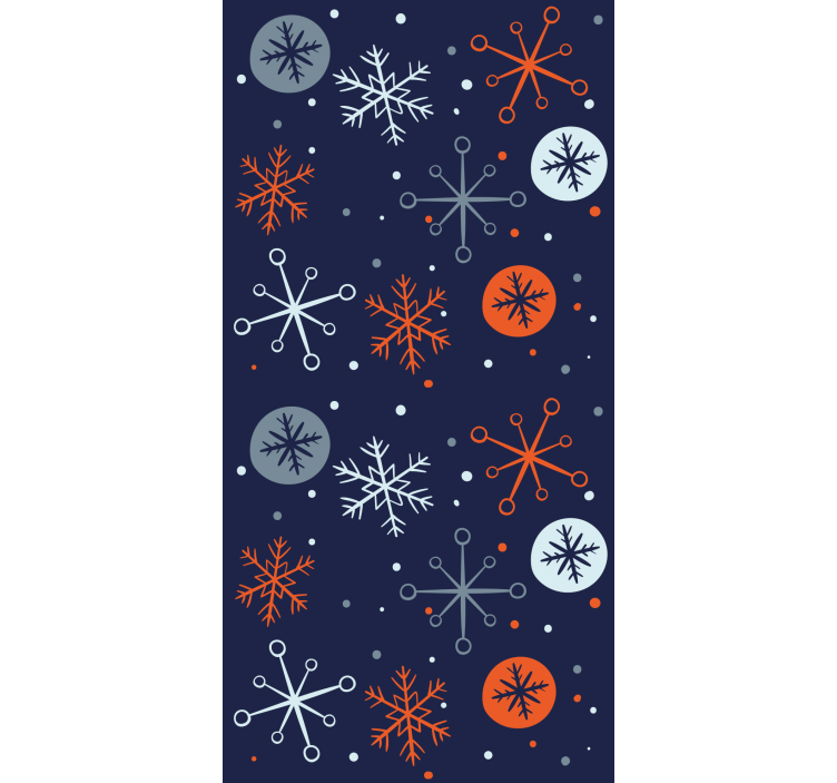 Papier peint salon Flocons de neige bleus et oranges - TenStickers