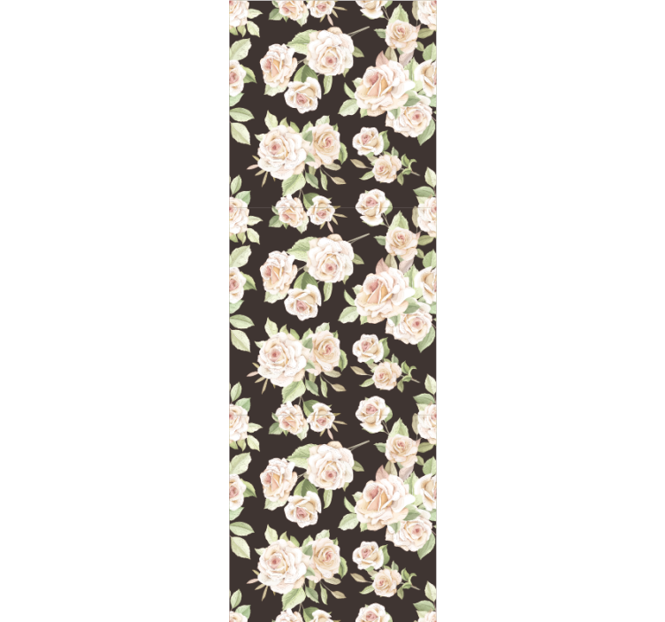 Papier peint fleur Rose blanche fond noir - TenStickers