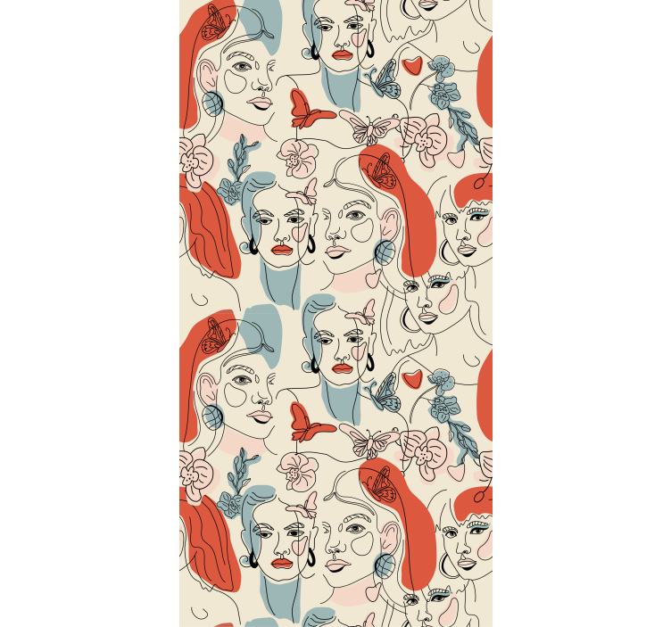 Papier peint art dessin au trait féminin - TenStickers
