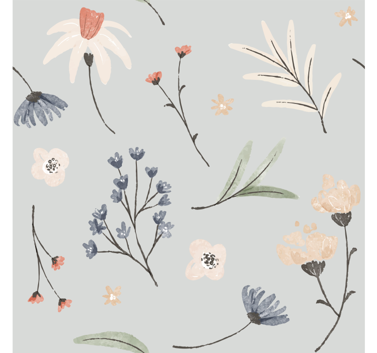 Papier peint fleur  floral gris hamptons - TenStickers