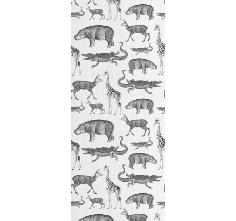 Papier peint animaux motif gris tropical - TenStickers