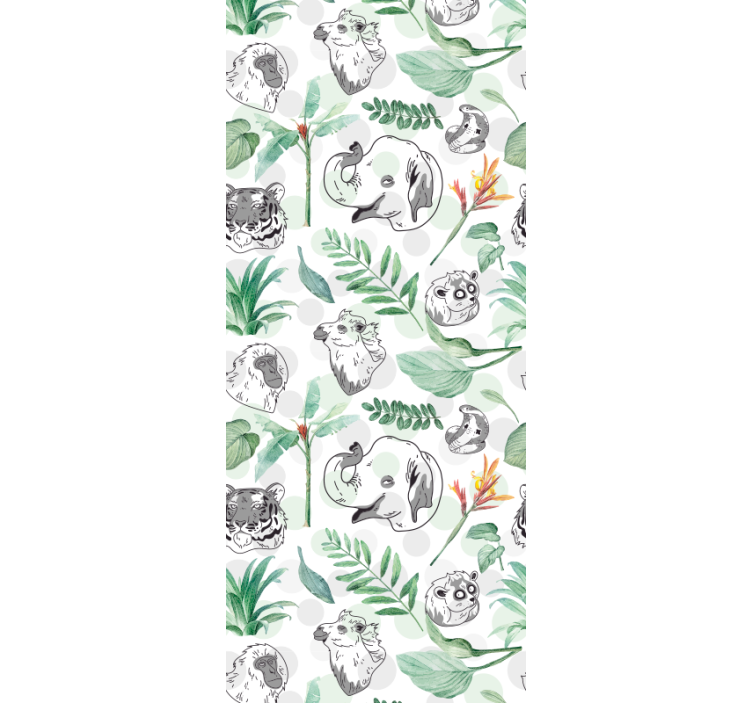 Papier peint animaux visages de la jungle - TenStickers