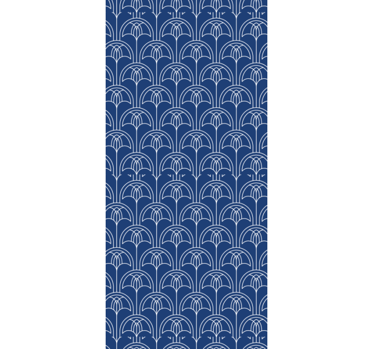 Papier peint fleurs motif de contour bleu - TenStickers