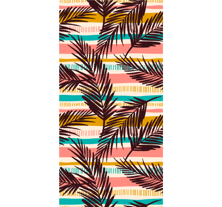 Papier peint nature Feuilles de palmier et lignes design tropical - TenStickers
