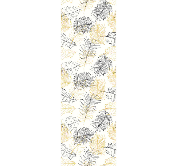 Papier peint feuilles motif tropical noir et doré - TenStickers