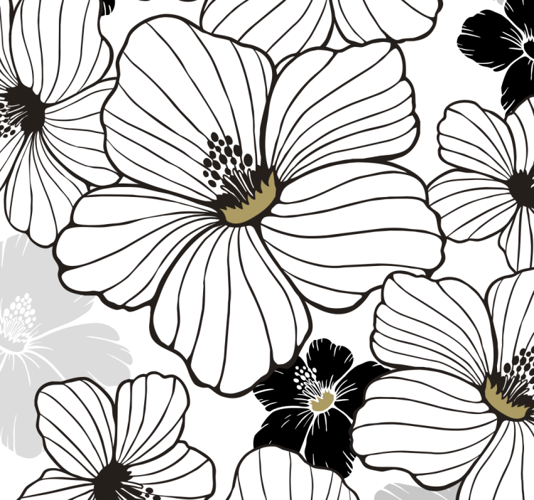Papier peint floral motif de fleur d'hibiscus blanc - TenStickers