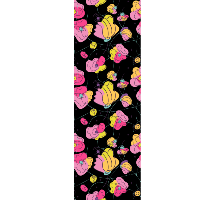 Papier peint floral composition abstraite noire - TenStickers