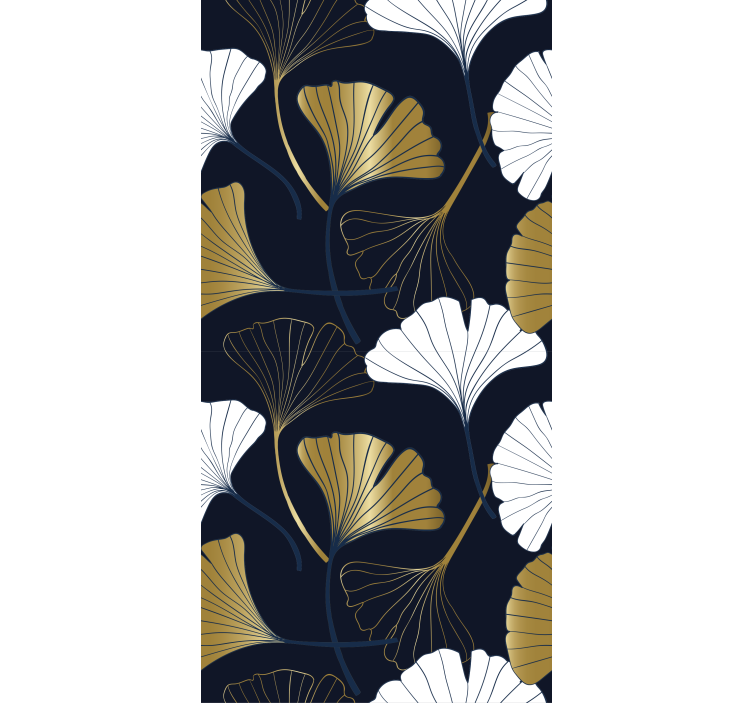 Papier peint fleurs composition des feuilles de ginkgo - TenStickers