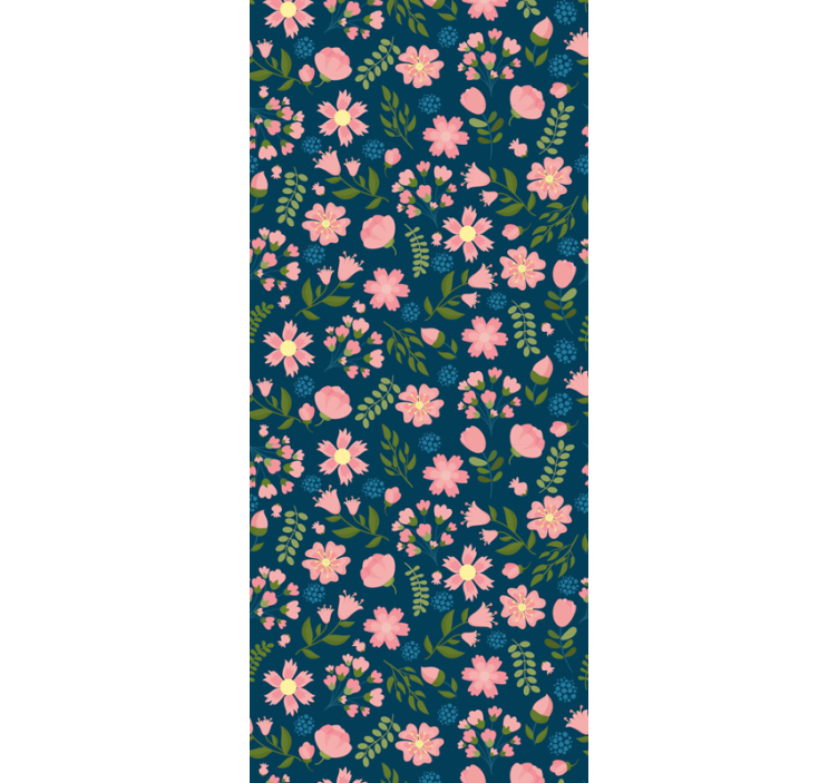 Papier peint floral motif rose et bleu - TenStickers