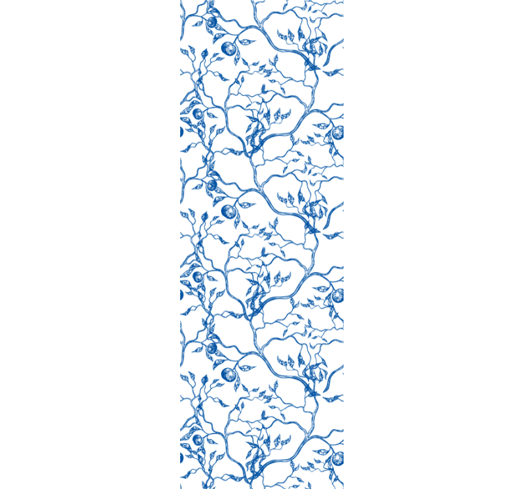 Papier peint feuilles motif de branches bleues - TenStickers