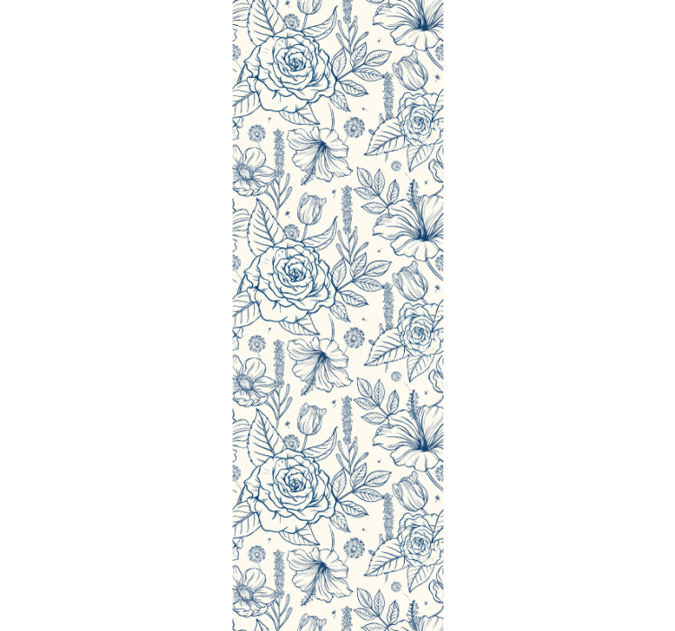 Papier peint fleuri Fleur bleue de delft - TenStickers
