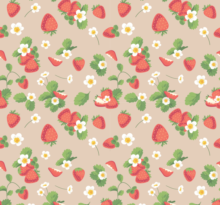 Papier peint pour salle à manger fraises et fleurs - TenStickers