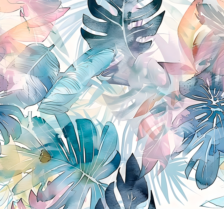 Papier peint feuilles grandes feuilles dessinées - TenStickers