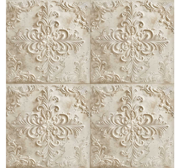 Papier peint baroque carrelage beige - TenStickers