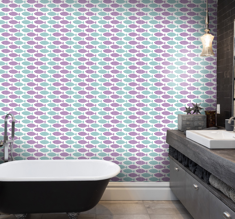 Papier peint chambre bébé motif de poisson géométrique - TenStickers