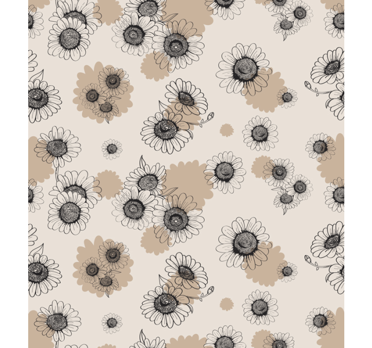 Papier peint floral motif fleuri beige élégant - TenStickers