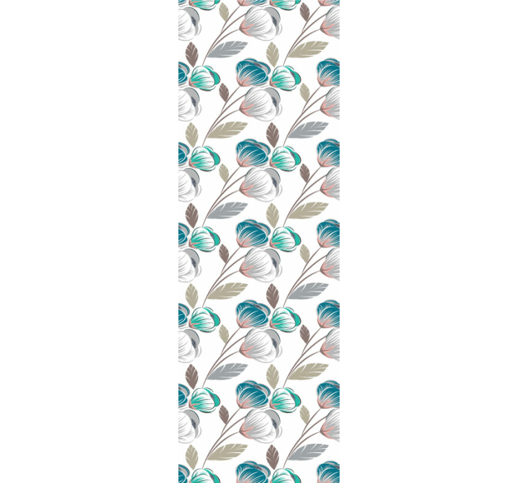 Papier peint floral motif bleu et gris élégant - TenStickers
